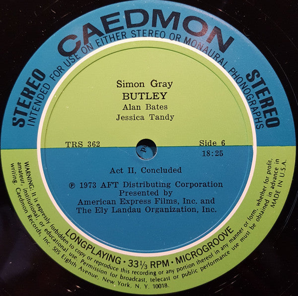 Simon Gray : Butley - Original Sound Track Recording (3xLP, aut + Box)