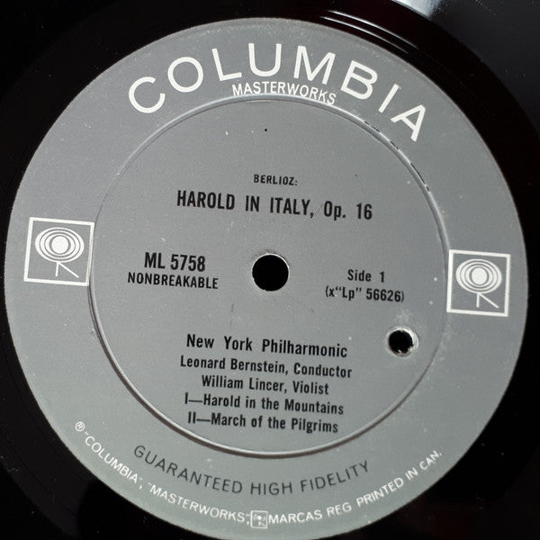 Hector Berlioz - Leonard Bernstein, New York Philharmonic, William Lincer : Harold In Italy  (LP, Mono)