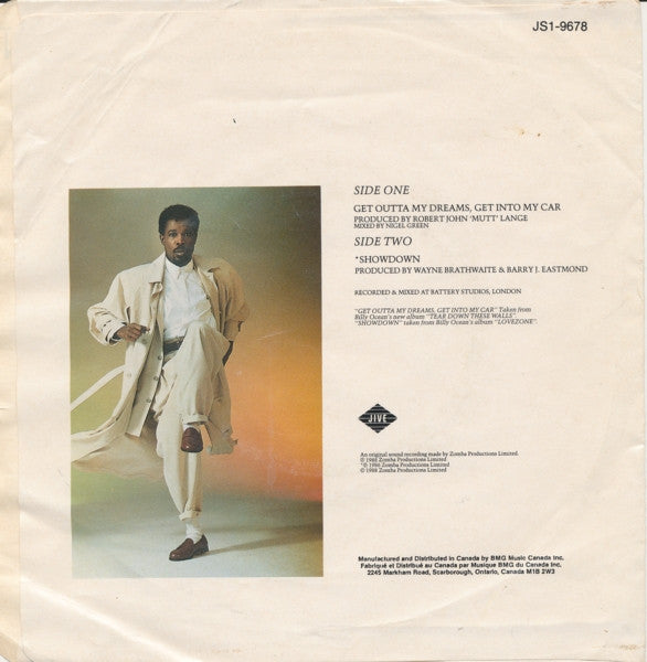 Billy Ocean : Get Outta My Dreams, Get Into My Car (7", Single)