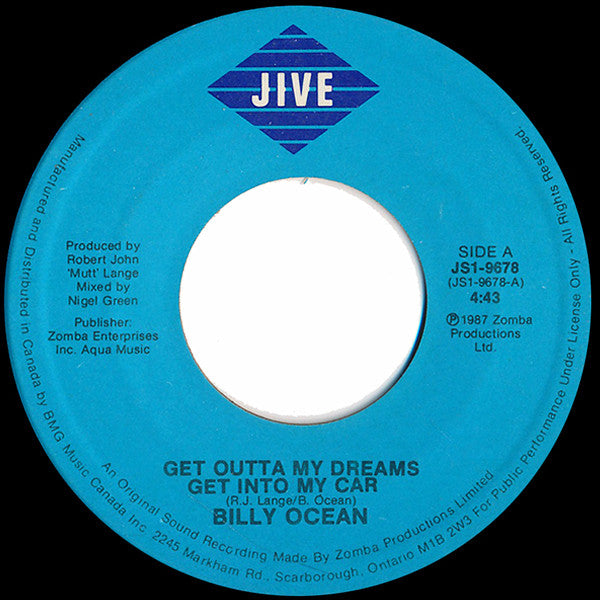 Billy Ocean : Get Outta My Dreams, Get Into My Car (7", Single)