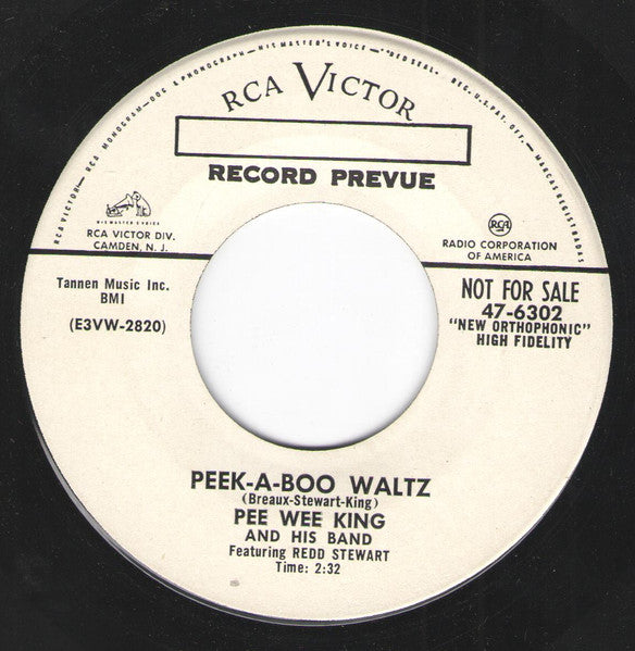 Pee Wee King And His Band* Featuring Redd Stewart : Peek-A-Boo Waltz (7", Single, Promo)
