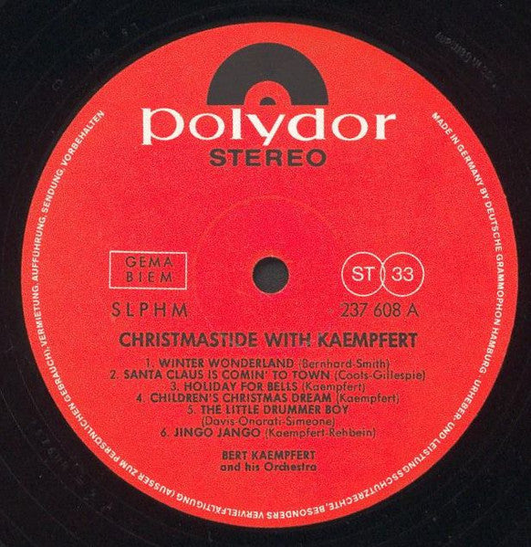 Bert Kaempfert And His Orchestra* : Christmastide With Kaempfert (LP, RE)