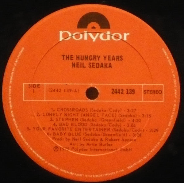 Neil Sedaka : The Hungry Years (LP, Album)