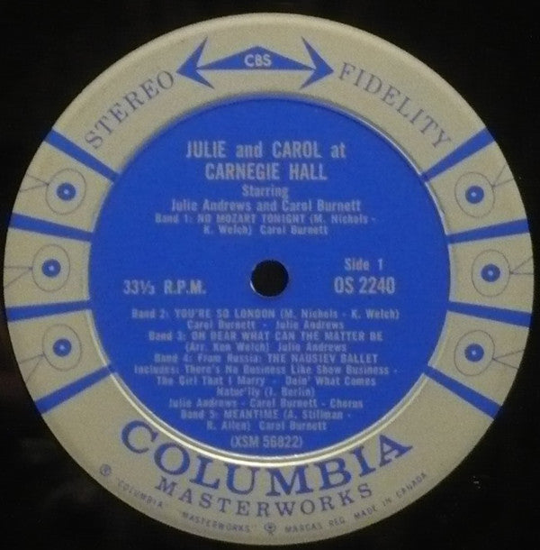 Julie Andrews And  Carol Burnett : Julie And Carol At Carnegie Hall (LP, Album)