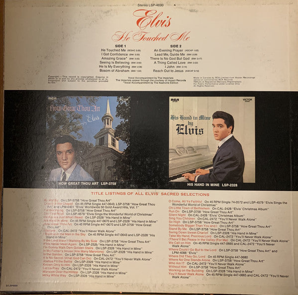 Elvis Presley : He Touched Me (LP, Album)