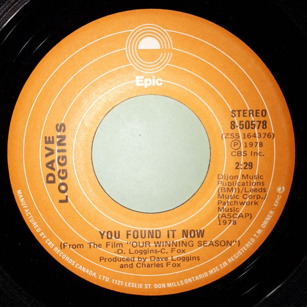 Dave Loggins : So Much For  Dreams (From The Film "Our Winning Season") (7", Single)