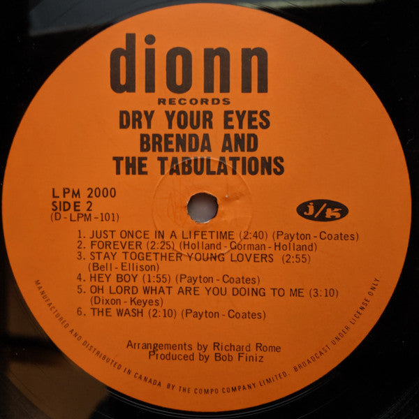 Brenda & The Tabulations : Dry Your Eyes (LP, Mono)