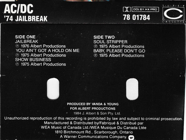 AC/DC : '74 Jailbreak (Cass, Album, Comp, Dol)