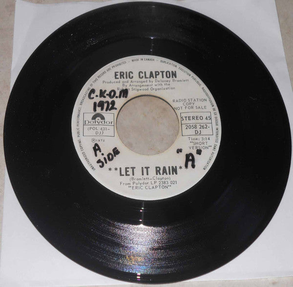 Eric Clapton : Let It Rain (7", Promo)
