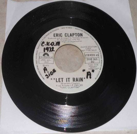 Eric Clapton : Let It Rain (7", Promo)