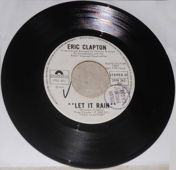 Eric Clapton : Let It Rain (7", Promo)
