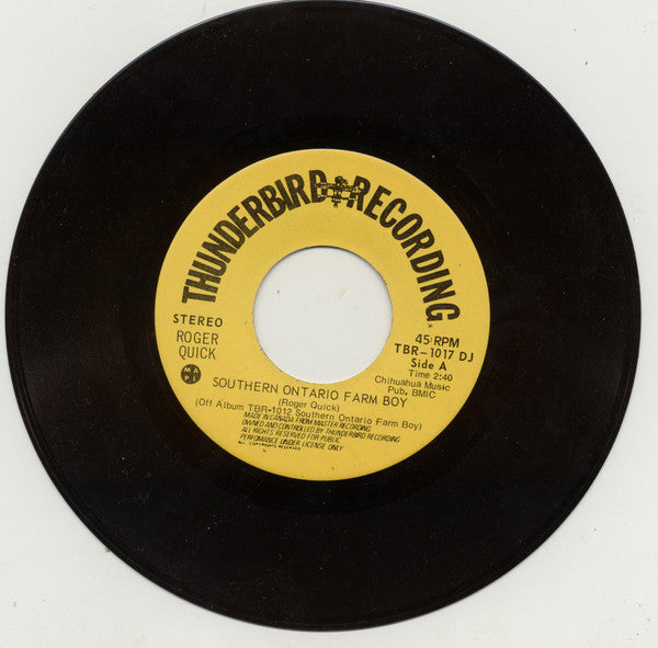 Roger Quick : Southern Ontario Farm Boy (7", Single)