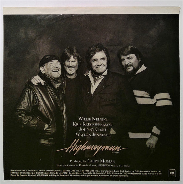 Waylon Jennings, Willie Nelson, Johnny Cash, Kris Kristofferson / Johnny Cash & Willie Nelson : Highwayman (7", Single)