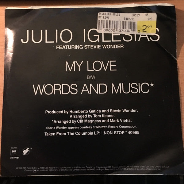 Julio Iglesias : My Love (7")