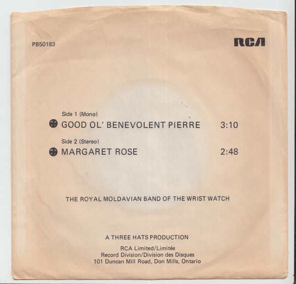 The Royal Moldavian Band of the Wrist Watch , Featuring Nancy White : Good Ol' Benevolent Pierre / Margaret Rose (7", Single, Promo)