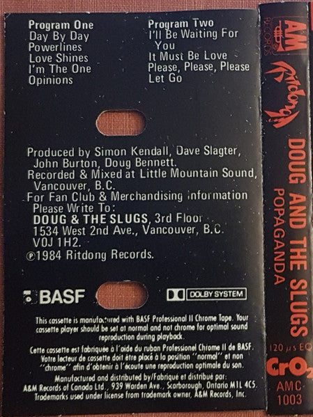 Doug And The Slugs : Popaganda (Cass, Album, Red)