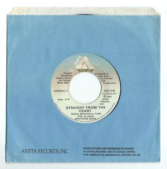The Allman Brothers Band : Straight From The Heart (7", Single)