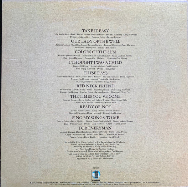 Jackson Browne : For Everyman (LP, Album, RP)