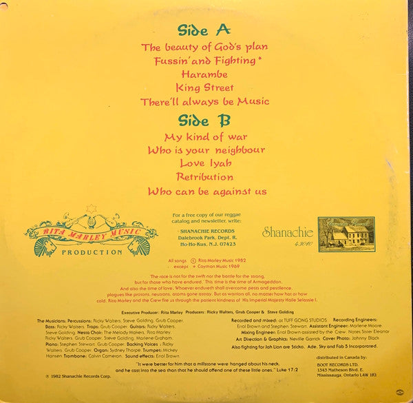 Rita Marley : Harambé (Working Together For Freedom) (LP, Album, Gat)