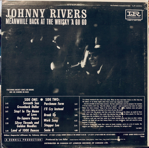 Johnny Rivers : Meanwhile Back At The Whisky À Go Go (LP, Album)