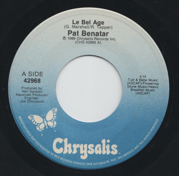 Pat Benatar : Le Bel Age (7")