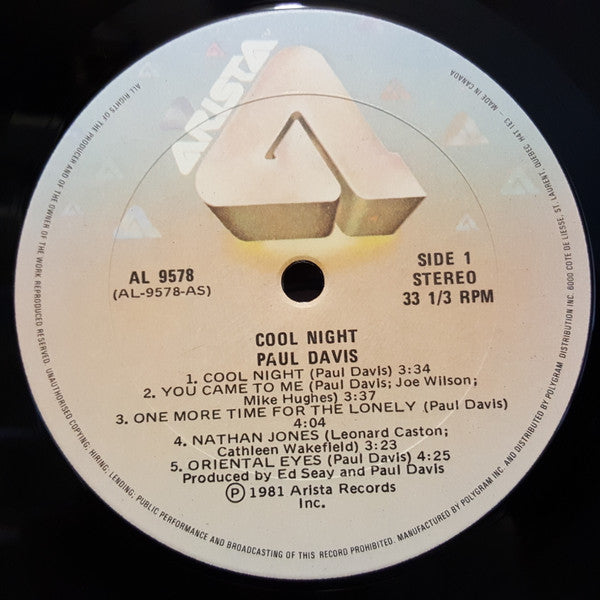 Paul Davis (3) : Cool Night (LP, Album)