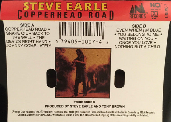 Steve Earle : Copperhead Road (Cass, Album, Dol)