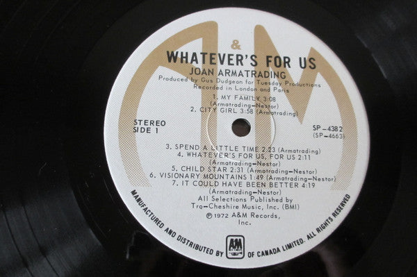 Joan Armatrading : Whatever's For Us (LP, Album, RP, Gat)