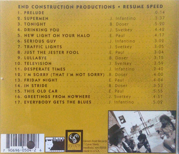 End Construction - Brian Doser (2), Jim Infantino, Ellis Paul & Jon Svetkey : Resume Speed (A Compilation) (CD, Album, RE)