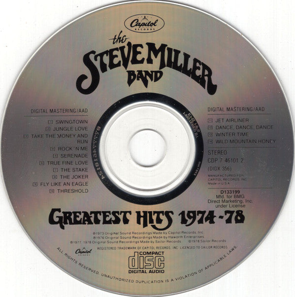 The Steve Miller Band* : Greatest Hits 1974-78 (CD, Comp, Club, RE, RP)