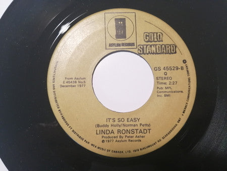 Linda Ronstadt : Blue Bayou / It's So Easy (7", Single)