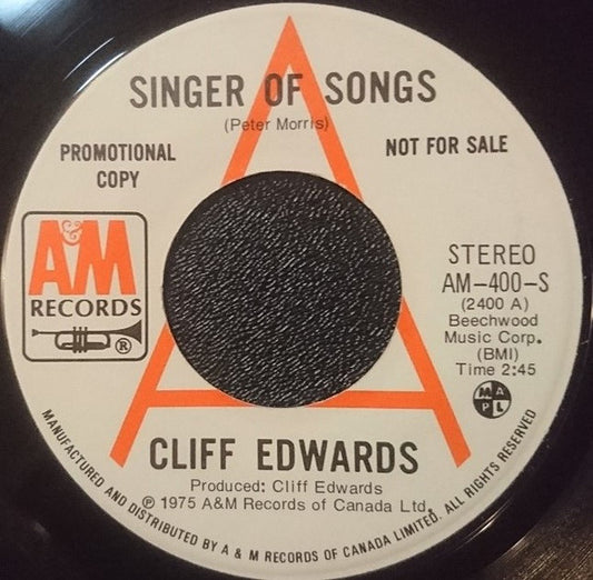 Cliff Edwards (2) : Singer Of Songs (7", Single, Promo)