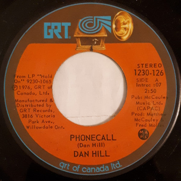 Dan Hill : Phonecall (7", Single)