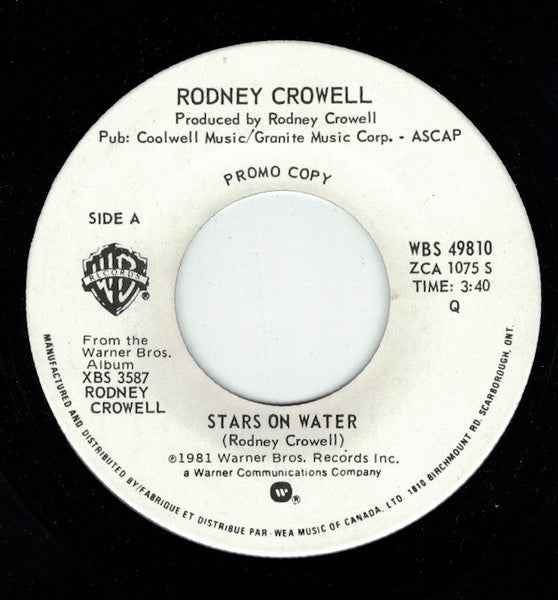 Rodney Crowell : Stars On The Water (7", Promo)