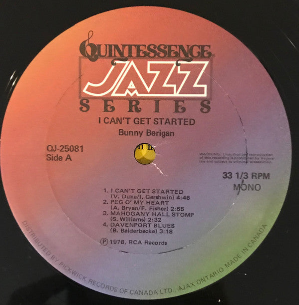 Bunny Berigan : I Can't Get Started (LP, Comp, Mono)