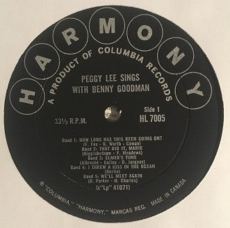 Peggy Lee And Benny Goodman : Peggy Lee Sings With Benny Goodman (LP, Comp)
