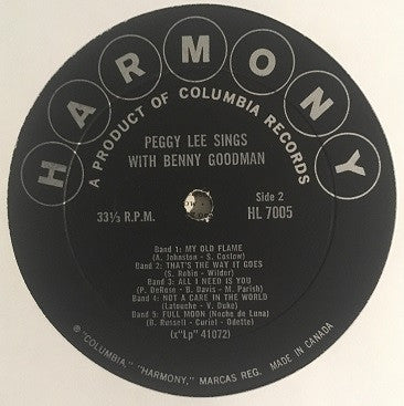 Peggy Lee And Benny Goodman : Peggy Lee Sings With Benny Goodman (LP, Comp)