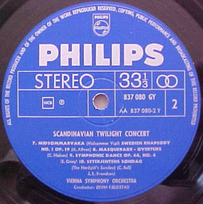 Vienna Symphony Orchestra*, Øivin Fjeldstad, J. Halvorsen*, E. Grieg*, C. Nielsen*, J. S. Svendsen*, H. Alfvén*, O. Bull* : Scandinavian Twilight Concert (LP)
