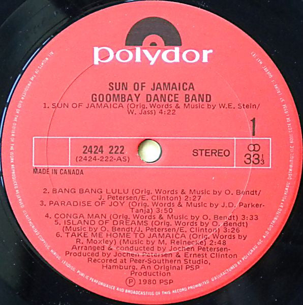 Goombay Dance Band : Sun Of Jamaica (LP, Album, RE)