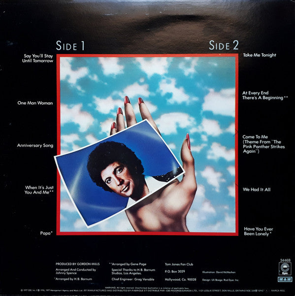 Tom Jones : Say You'll Stay Until Tomorrow (LP, Album)