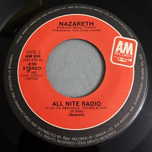 Nazareth (2) : Rags To Riches / All Nite Radio (7", Single)