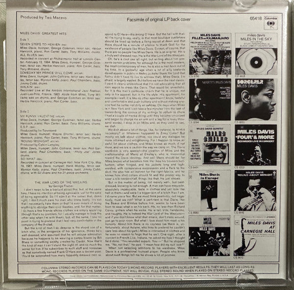Miles Davis : Miles Davis' Greatest Hits (CD, Comp, RE)