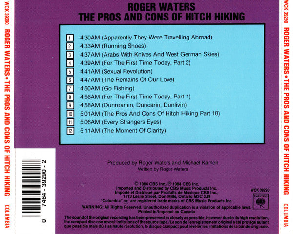 Roger Waters : The Pros And Cons Of Hitch Hiking (CD, Album, RE)