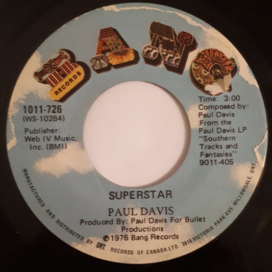 Paul Davis (3) : Superstar (7", Single)