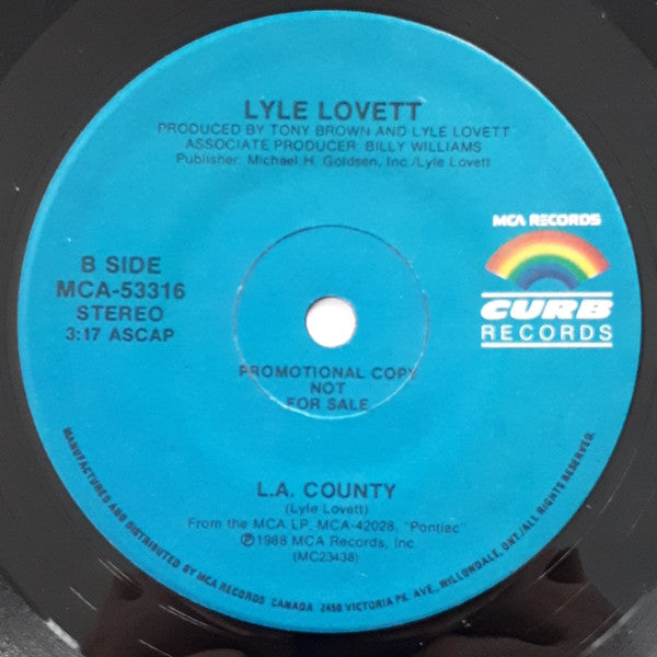 Lyle Lovett : I Loved You Yesterday (7", Promo)