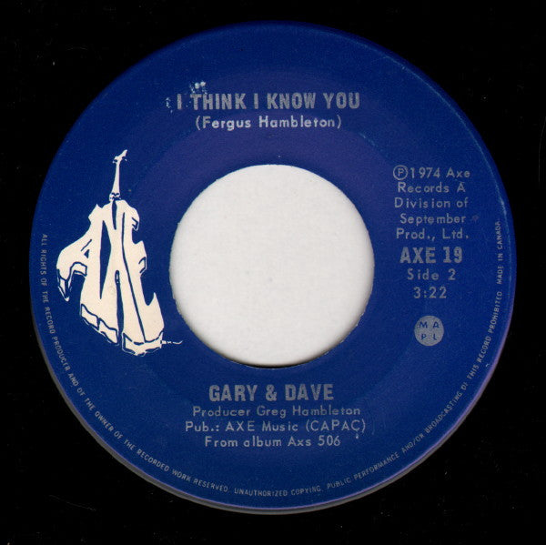 Gary & Dave : I May Never See You Again (7", Single)