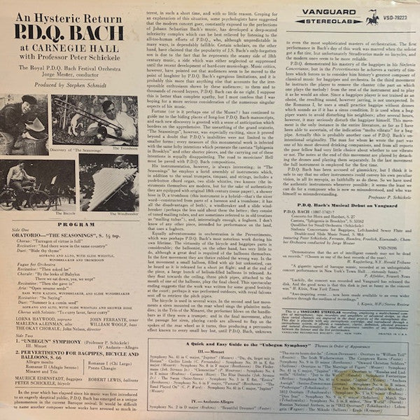 Professor Peter Schickele* : An Hysteric Return P.D.Q. Bach At Carnegie Hall (LP, Album, RE)
