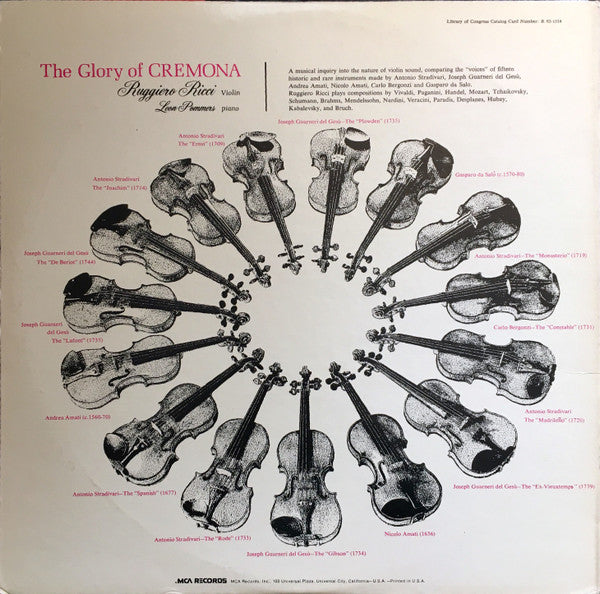 Ruggiero Ricci : The Glory Of Cremona (LP, Album, RE, Gat)