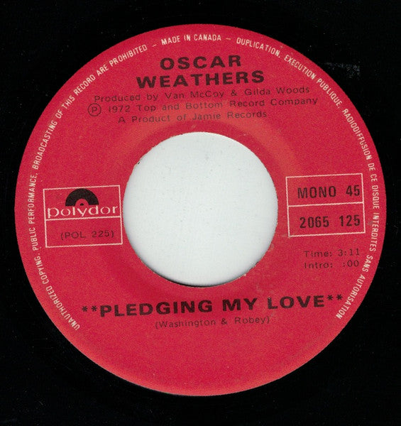 Oscar Weathers : Pledging My Love (7", Single)