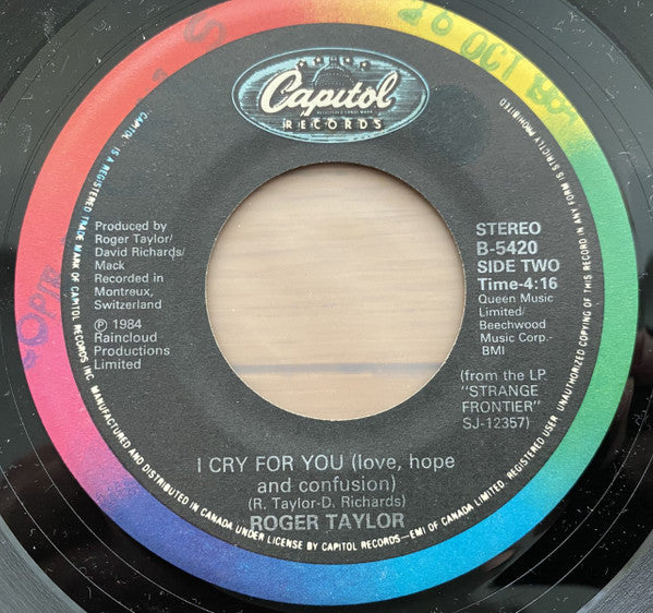 Roger Taylor : Strange Frontier / I Cry For You (7", Single)